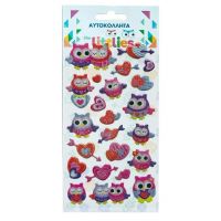 The Littlies: Sjajni set 3D pufastih naljepnica s sovom 10x22cm na listu