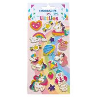 The Littlies: 3D pufasti set naljepnica s jednorogom 10x22cm na listu