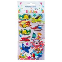 The Littlies: Set 3D pufastihova naljepnica s avionom 10x22cm na listu