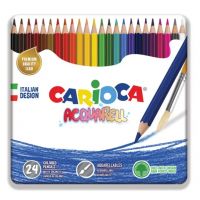 Akvarel drvene bojice u metalnoj kutiji 24kom - Carioca