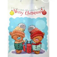 Torbica za poklone s božićnim medvjedićima i natpisom Merry Christmas 32,5x45,5x10cm