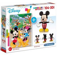 Disney: Mickey Mouse puzzle 104kom + 3D Mickey - Clementoni - d/i/disney-mickey-mouse-puzzle-104kom-3d-mickey-clementoni.jpg