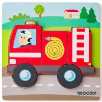 Drvena vatrogasna puzzle slagalica za bebe, 5 komada - Woodyland