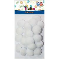 Bijeli pompon set 15mm 60kom