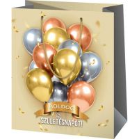 Poklon torba velike veličine s natpisom Sretan rođendan! i balonima 26x13x33 cm