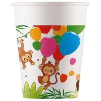 Set od 8 papirnatih čaša s uzorkom vesele džungle, 200 ml