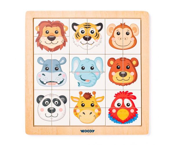 Montessori Safari životinjske glave drveni puzzle - Woodyland
