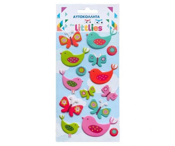 The Littlies: Set 3D pufastihova naljepnica s pticama 10x22cm na listu