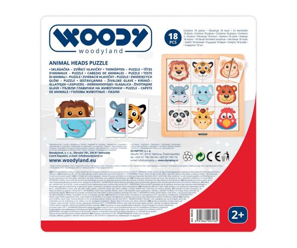 Montessori Safari životinjske glave drveni puzzle - Woodyland