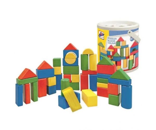 Drvene kocke 50kom set s kutijom za oblikovanje - Woodyland