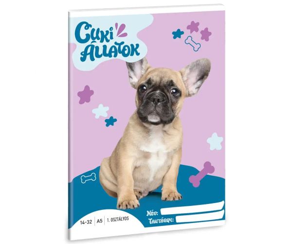 Ars Una: Slatke životinje - Francuski buldog bilježnica s linijama za 1. razred A/5