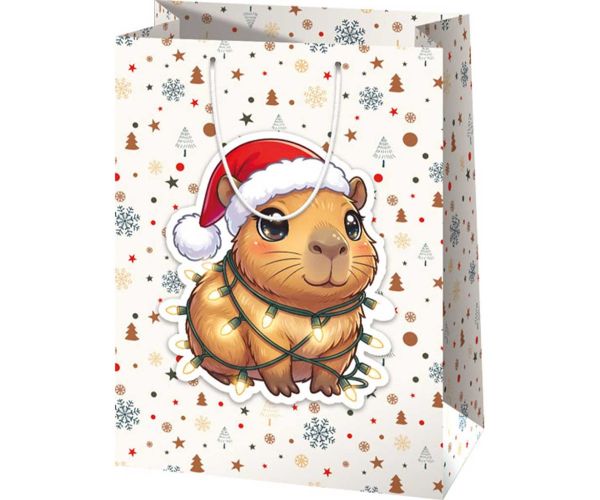 Giant poklon torba s uzorkom hrčka s božićnim šeširom 33x15x44,5cm