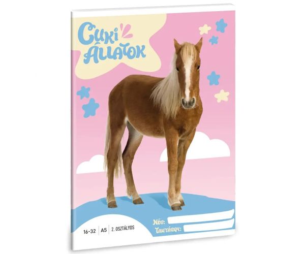 Ars Una: Slatke životinje - Palomino poni bilježnica s crtama za 2. razred A/5