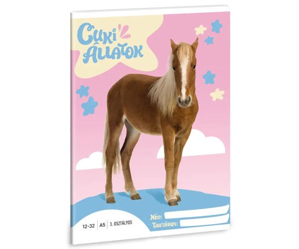 Ars Una: Slatke životinje - Palomino poni bilježnica s crtama za 3. razred A/5