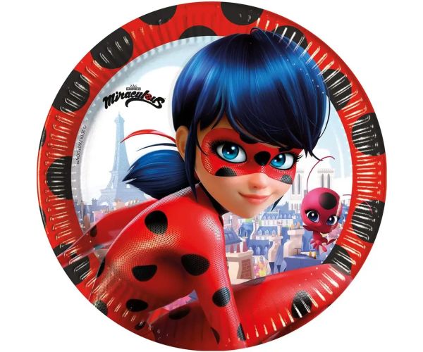 Miraculous: Bubamara i Crna Mačka papirnati tanjuri, set od 8 komada, 23 cm