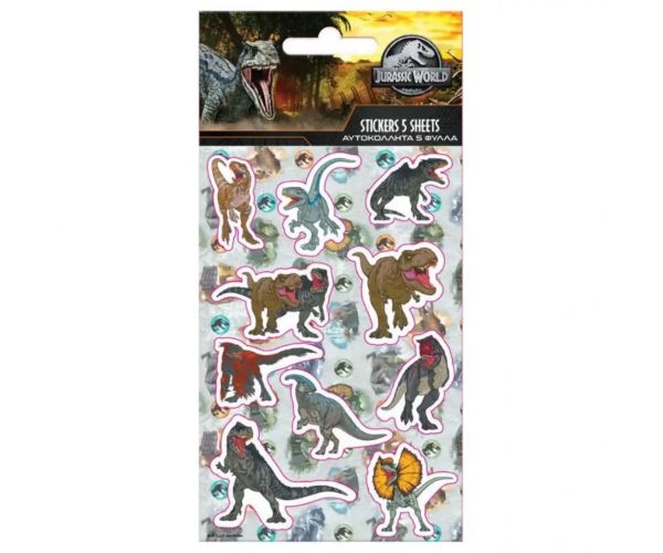 Jurassic World set samoljepljivih naljepnica 8x12cm 5 kom