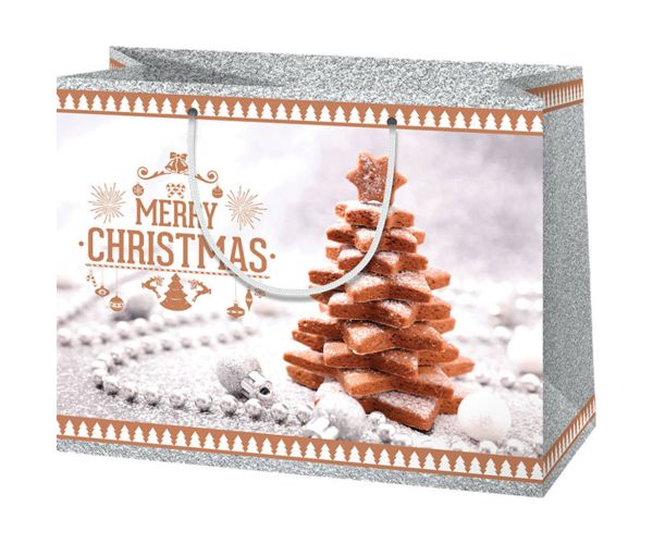 Cardex: Božićna velika poklon vrećica s uzorkom medenjaka 26x13x33cm