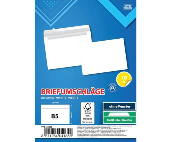 Spirit: Bijela omotnica B5 25x17cm, paket od 10 komada