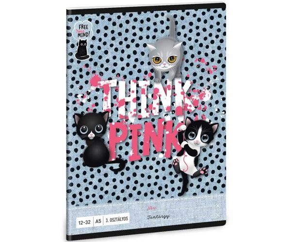 Ars Una: Think Pink slatke mačke 3.razred bilježnica s linijama 32 stranice A/5