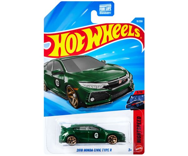 Hot Wheels: 2018 Honda Civic Type R zeleni mali automobil 1/64 – Mattel