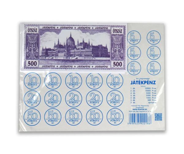 Paket lažnog novca s papirnatim i izrezanim kovanicama