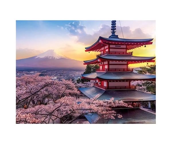 Dijamantni mozaik: Japanska pagoda dijamantna slika set 30x40cm