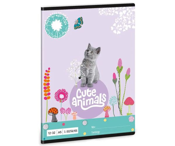 Ars Una: Cute Animals - Kitten bilježnica s crtama za 3. razred A/5