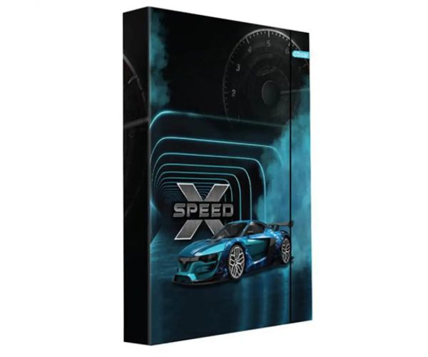 Spirit: Mapa sa uzorkom sportskog automobila X-Speed sa gumenom trakom u veličini A/4