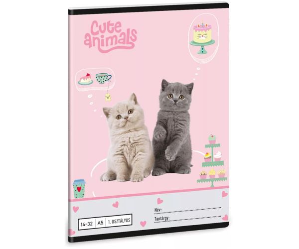 Ars Una: Slatke životinje - Čajanka A/5 bilježnica s linijama za 1. razred 14-32