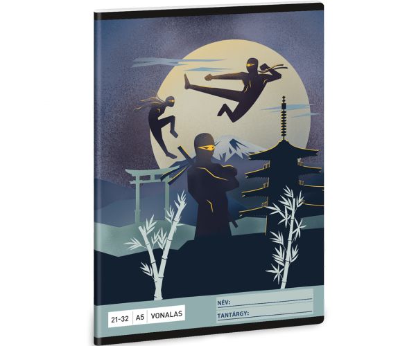 Ars Una: Ninjas in the dark bilježnica s crtama A/5 21-32