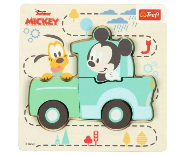 Disney Mickey Miš u autu drvena slagalica s oblikom - Trefl