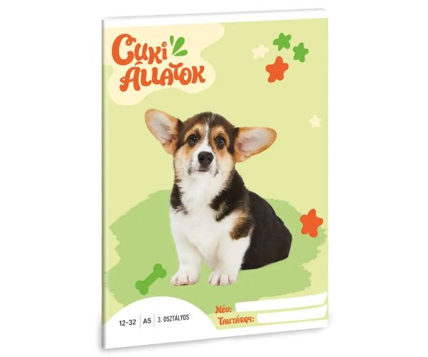 Ars Una: Slatke životinje - Welsh Corgi bilježnica s linijama za 3. razred A/5