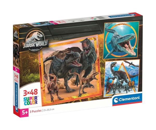 Jurassic World 3x48kom Supercolor puzzle - Clementoni