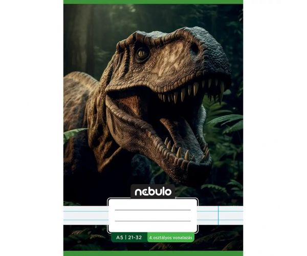 Nebulo: Bilježnica s linijama za 4. razred s uzorkom T-Rexa A/5 21-32