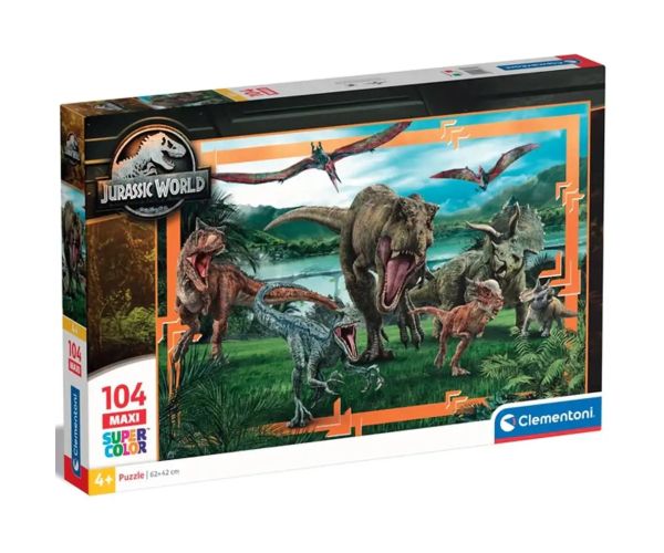 Jurassic World kraljevstvo dinosaura 104 dijela maxi supercolor puzzle - Clementoni