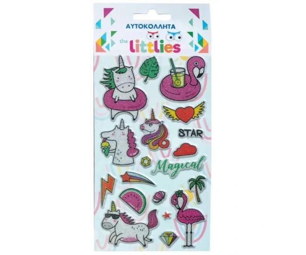 The Littlies: Čudesni Jednorogovi 3D pufasti naljepnice set 10x22cm na listu