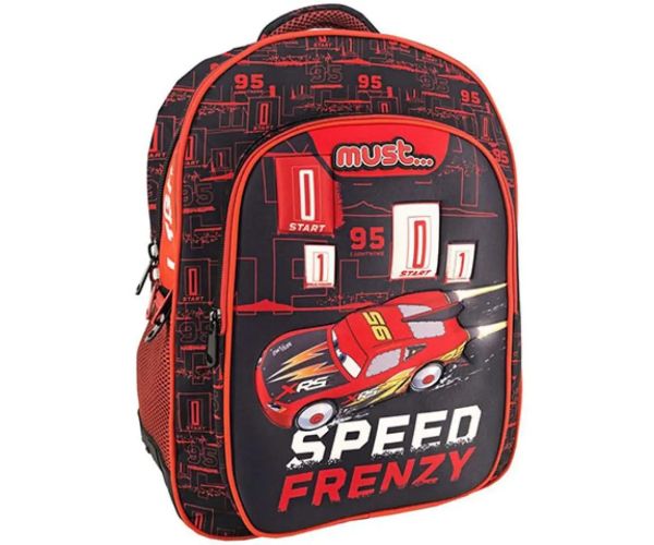 Must... Cars Speed Frenzy zaobljena školska torba sa tri pretinca, ruksak 32x18x43cm