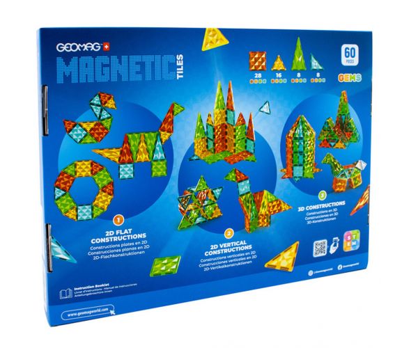 Geomag Magnetic Tiles Gems 60 komada magnetska građevinska igračka