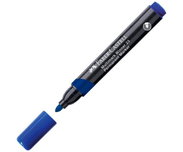 Faber-Castell: trajni marker plave boje s alkoholnom tintom, zaobljenim vrhom