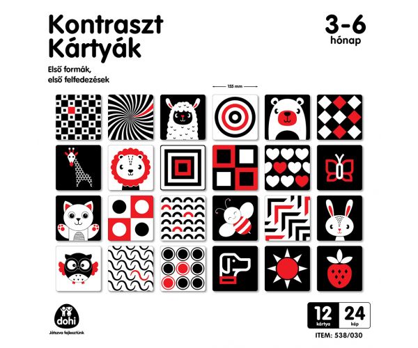 Kontrastne kartice za bebe od 3-6 mjeseci 12 komada