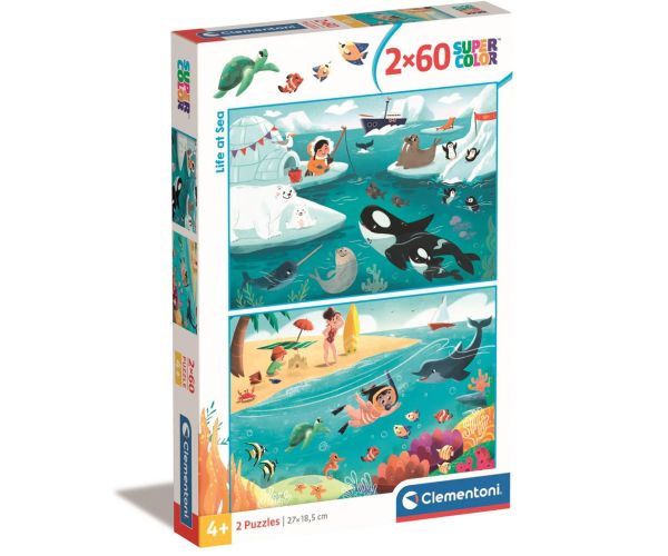 Život na moru supercolor 2 u 1 puzzle 2x60kom - Clementoni