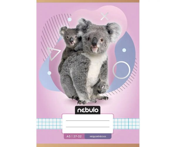 Nebulo: Bilježnica s uzorkom koala, kvadratići, A/5, 27-32