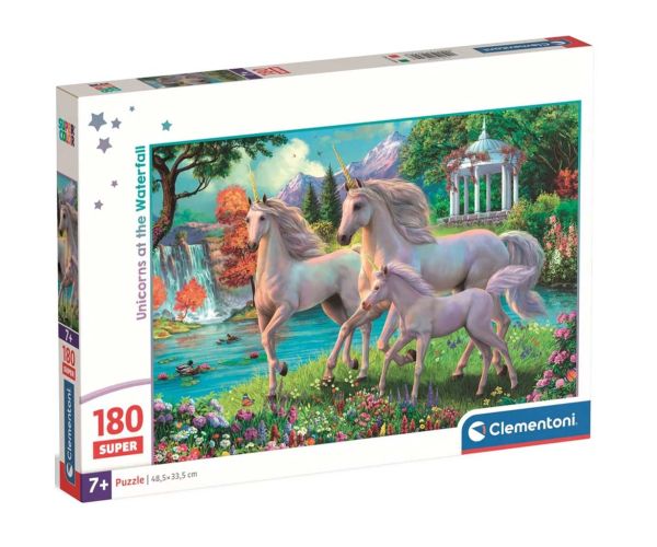 Jednorogovi kod vodopada 180-dijelni super puzzle - Clementoni