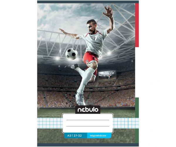 Nebulo: Spajalica bilježnica s uzorkom mađarske nogometne teme, karirani, 27-32 A/5