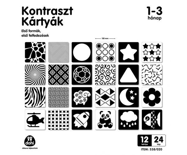 Kontrastne kartice za bebe od 1 do 3 mjeseca 12 komada