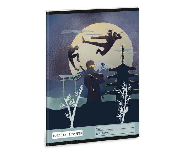 Ars Una: Ninjas in the Dark A/5 bilježnica s crtama za 1. razred 14-32
