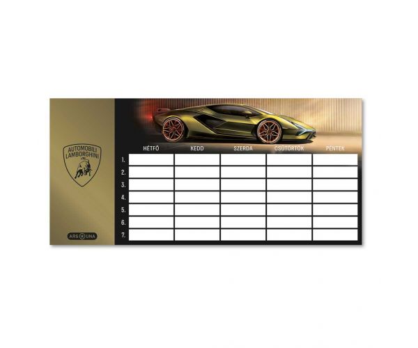 Ars Una: Lamborghini zlatne boje jednolistni, obostrano tiskan raspored sati