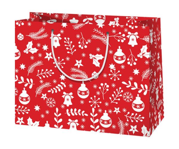 Crveno-bijela božićna poklon vrećica srednje veličine 18x10x23cm