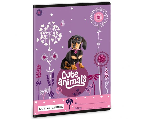 Ars Una: Cute Animals - Štene jazavčar bilježnica s crtama za 3. razred A/5