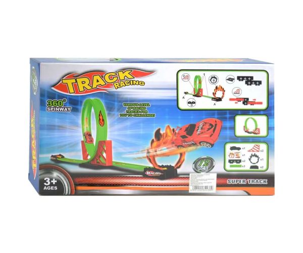 Speed ​​​​Track Trkaća staza od 12 dijelova s ​​petljom od 360° i malim automobilom na povlačenje 1/